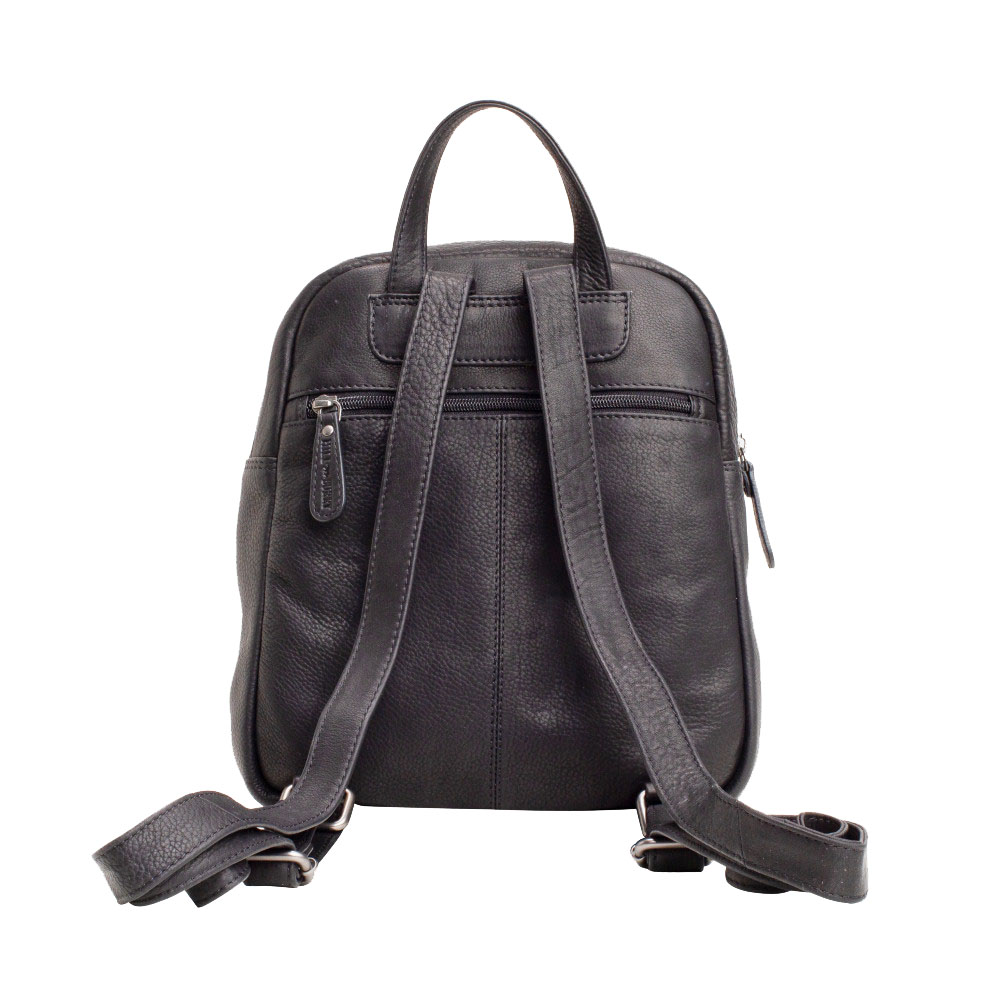 Чорний шкіряний рюкзак середнього розміру Hill Burry HB1715/Black