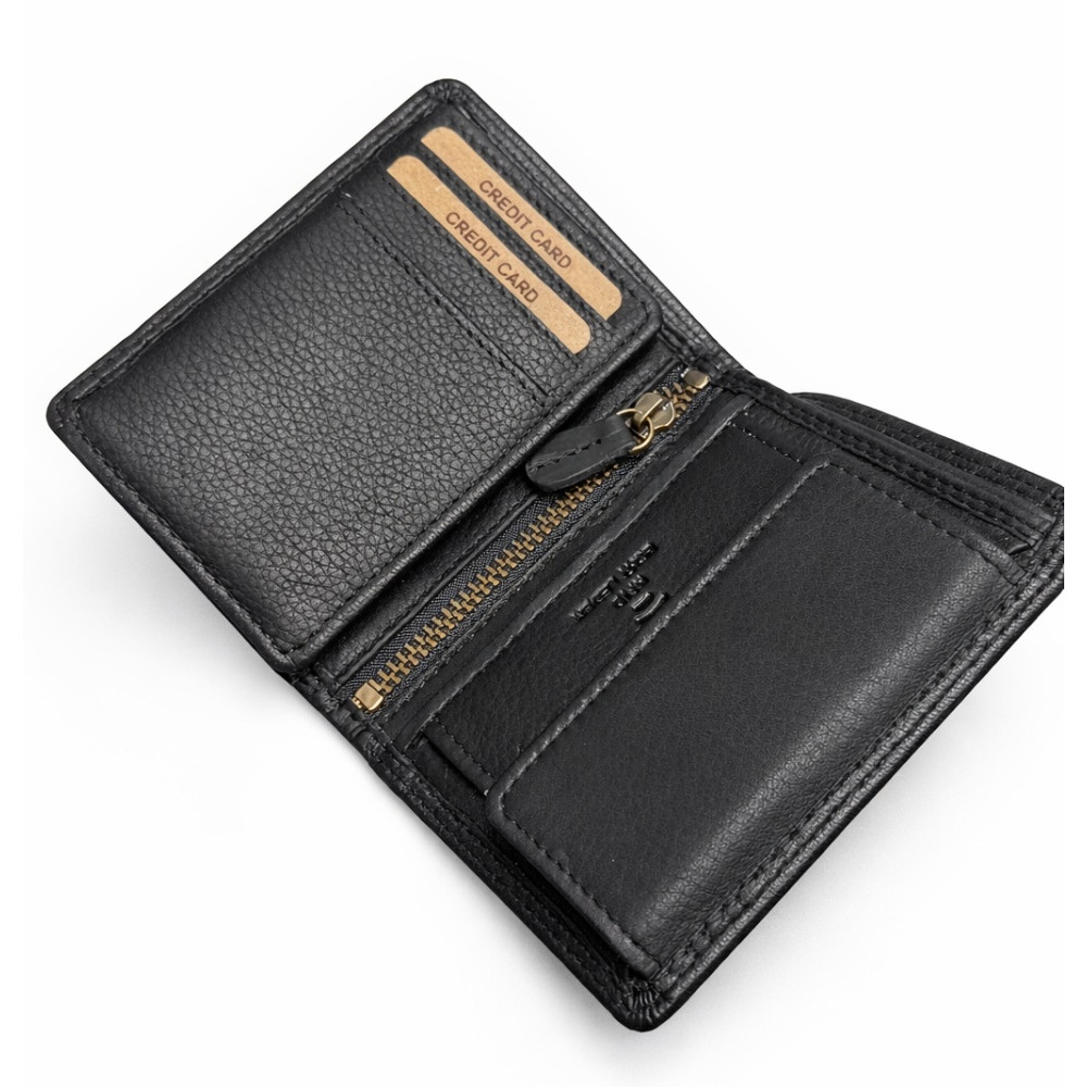 Мужской кожаный портмоне Hill Burry чорний 5125HB Black