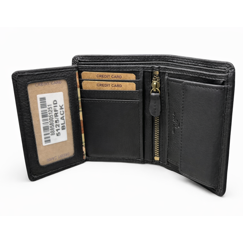 Мужской кожаный портмоне Hill Burry чорний 5125HB Black