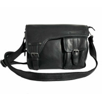 Мужская кожаная сумка через плечо HILL BURRY 3174 Black