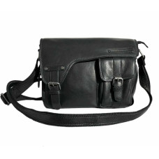 Мужская кожаная сумка через плечо HILL BURRY 3174 Black