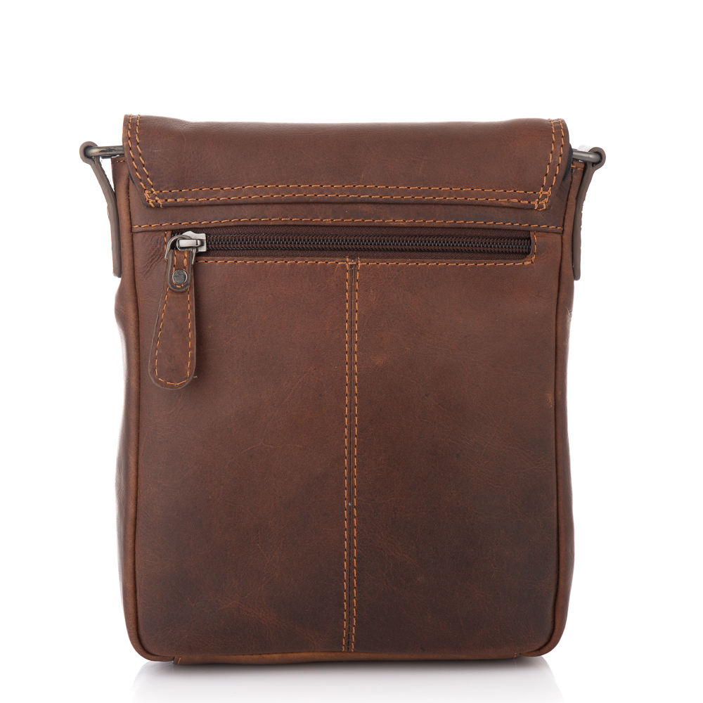 Коричнева шкіряна сумка через плече HILL BURRY - VC10041HB Brown