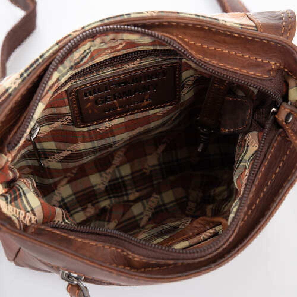 Коричнева шкіряна сумка через плече HILL BURRY - VC10041HB Brown