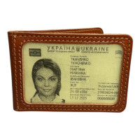 Рыжая обложка для ID с двумя прозрачными окнами Newery N2016GK