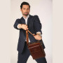Коричнева шкіряна барсетка через плече TONY PEROTTI Italico 9194-18 moro