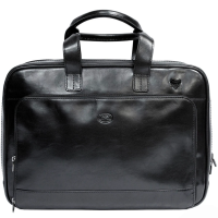 Чёрная кожаная деловая сумка TONY PEROTTI Italico 9152 nero