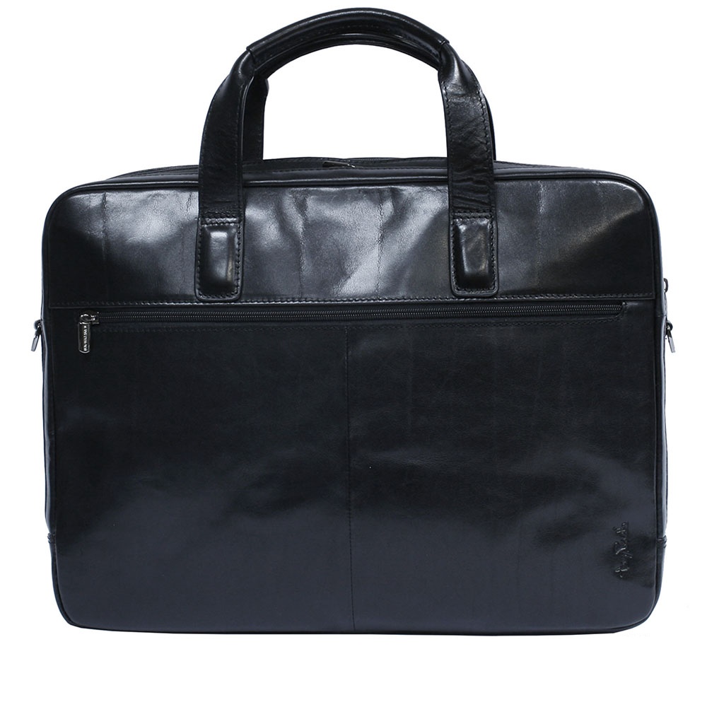 Чёрная кожаная сумка для ноутбука TONY PEROTTI Italico 9954 nero
