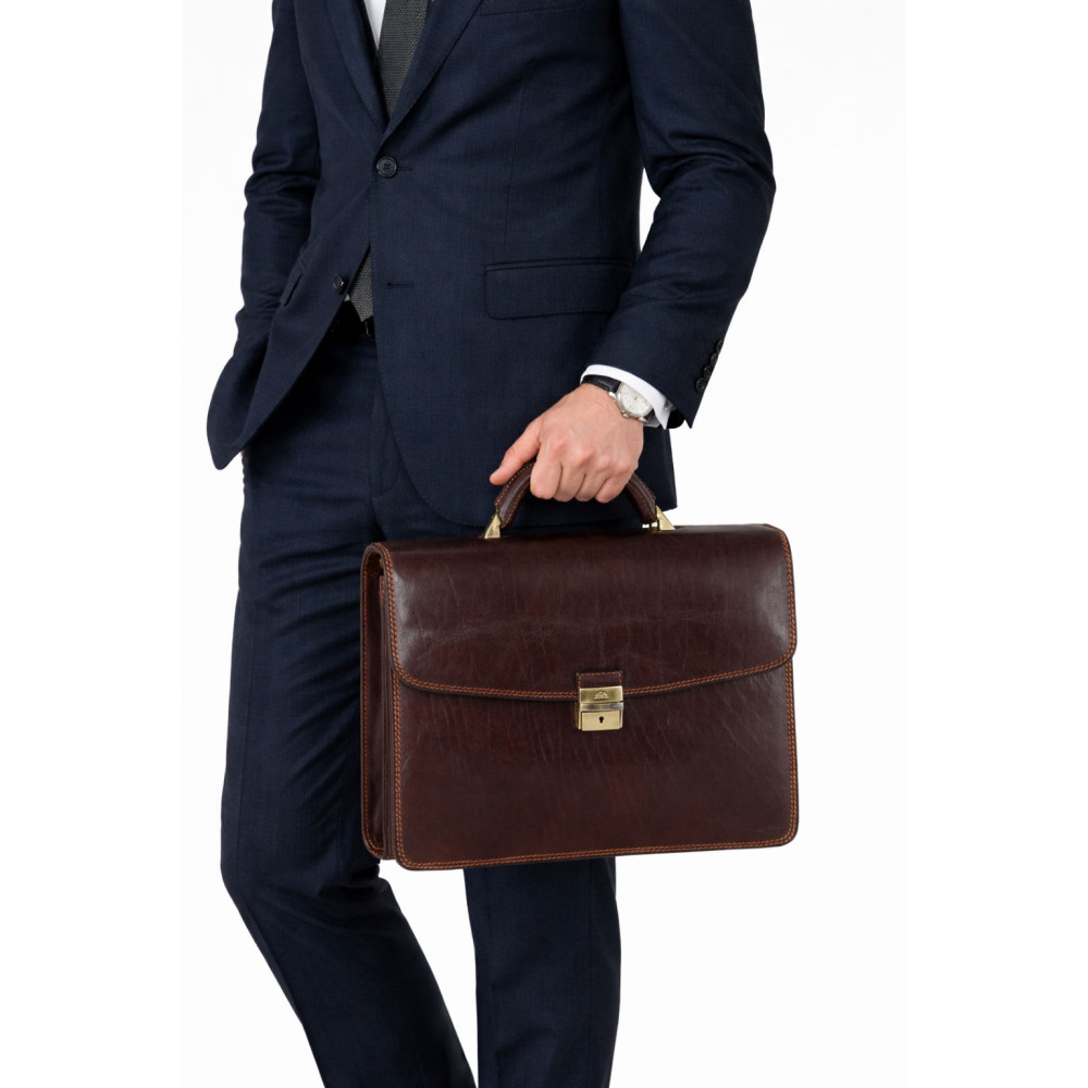 Мужской кожаный портфель Tony Perotti Italico 8008/40 moro