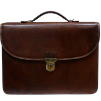 Тонкий кожаный портфель коричневого цвета Tony Perotti ITALICO 8091 MORO