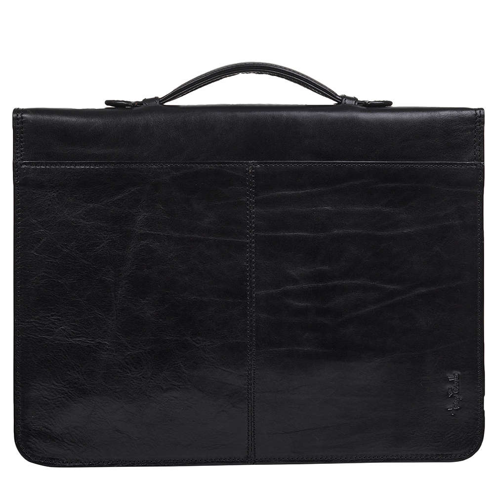 Тонкий кожаный портфель коричневого цвета Tony Perotti ITALICO 8091 nero