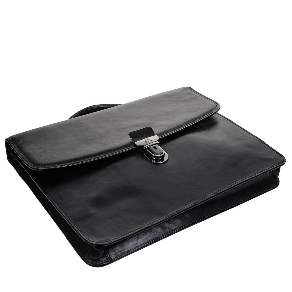Тонкий кожаный портфель коричневого цвета Tony Perotti ITALICO 8091 nero