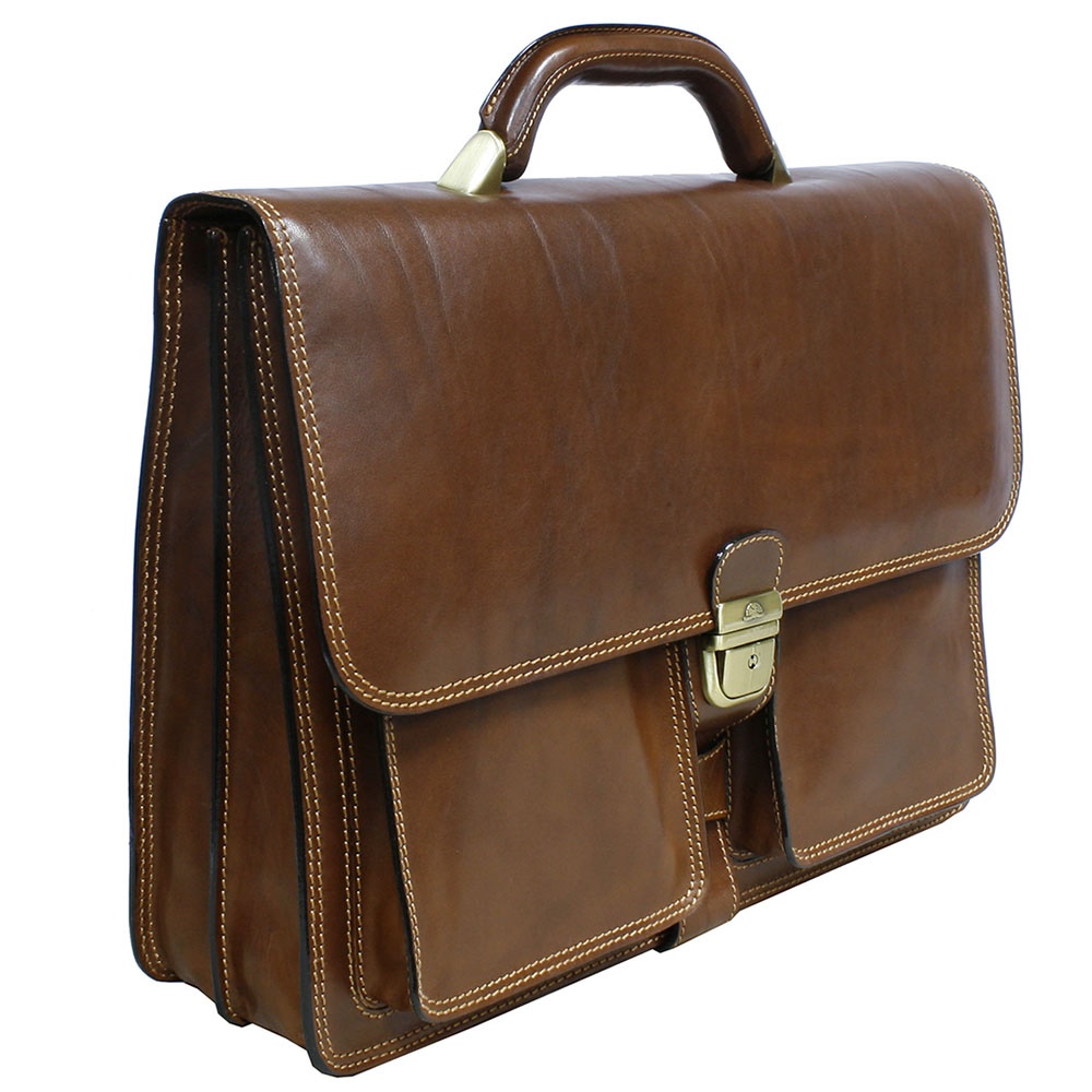 Великий шкіряний портфель чоловічий TONY PEROTTI Italico 8013 cognac