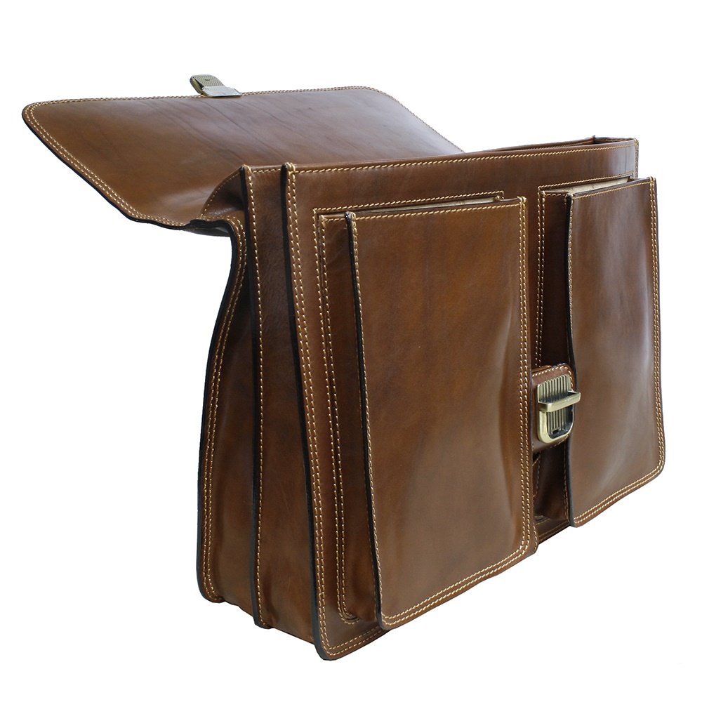 Великий шкіряний портфель чоловічий TONY PEROTTI Italico 8013 cognac