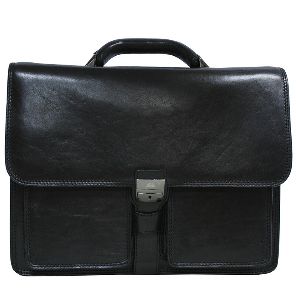Мужской кожаный портфель чёрного цвета TONY PEROTTI Italico 8013 nero