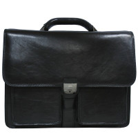 Мужской кожаный портфель чёрного цвета TONY PEROTTI Italico 8013 nero