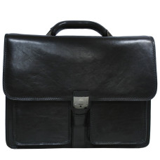 Мужской кожаный портфель чёрного цвета TONY PEROTTI Italico 8013 nero