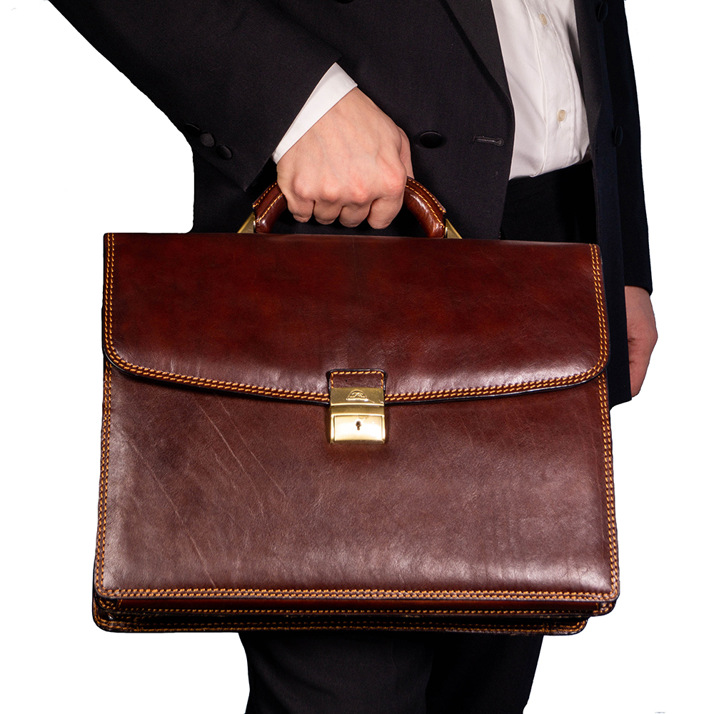 Мужской кожаный портфель с органайзером на стенке TONY PEROTTI Italico 8087 moro
