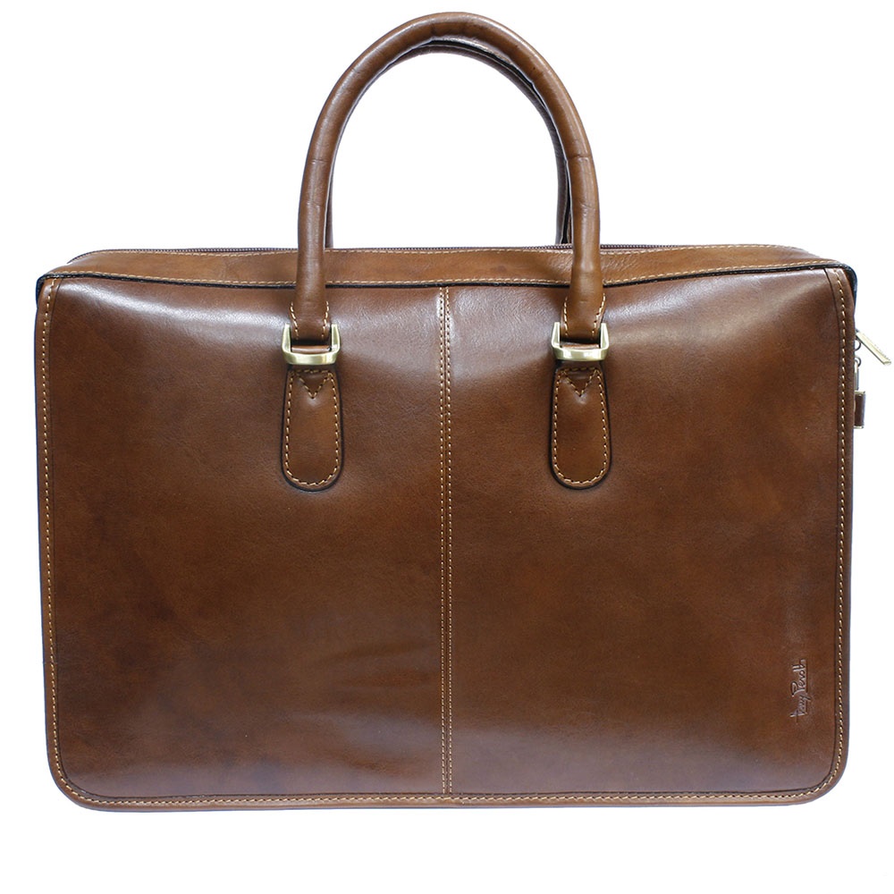 Коричневый кожаный портфель TONY PEROTTI Italico 8098 cognac