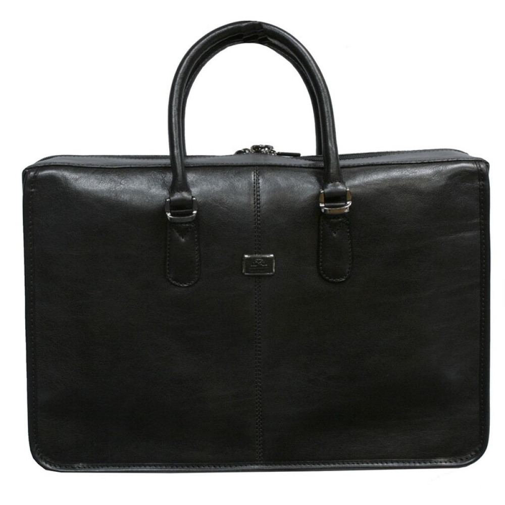 Чёрный кожаный мужской портфель TONY PEROTTI Italico 8098 nero
