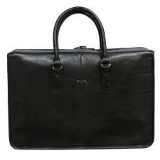 Чёрный кожаный мужской портфель TONY PEROTTI Italico 8098 nero