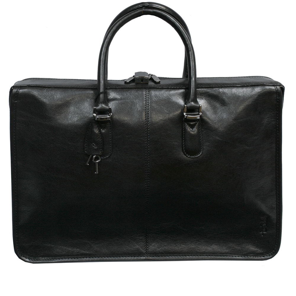Чёрный кожаный мужской портфель TONY PEROTTI Italico 8098 nero
