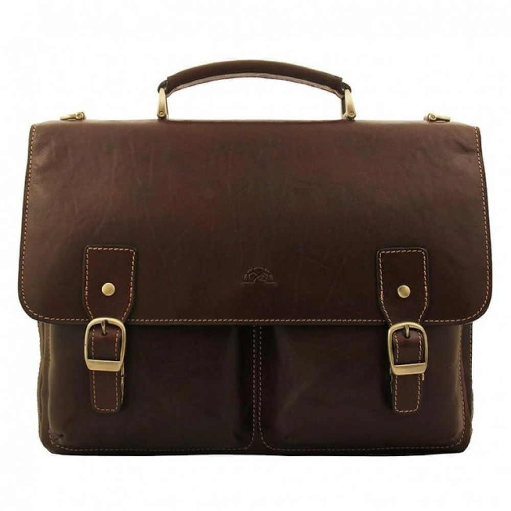 Мягкий мужской портфель из кожи TONY PEROTTI Italico 9338 moro