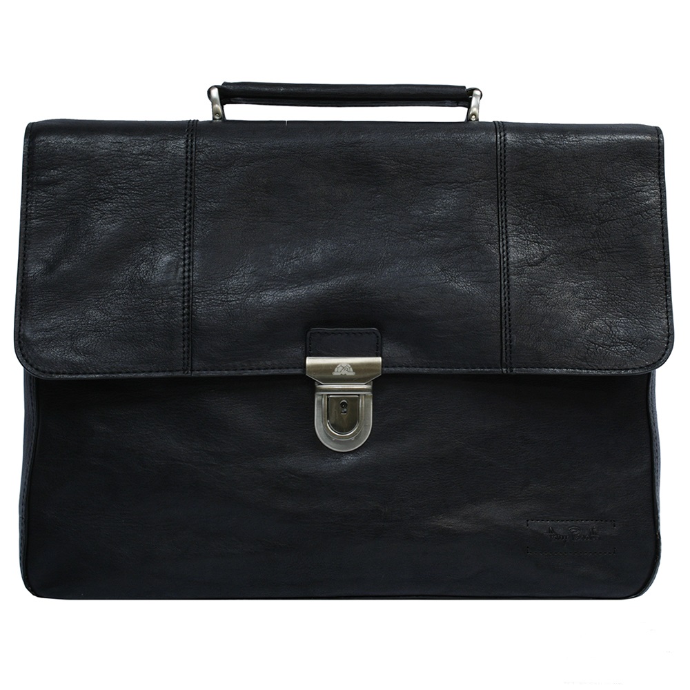 Чёрный портфель кожаный Varsavia 9943 nero