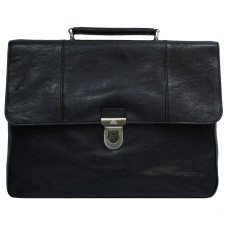 Чёрный портфель кожаный Varsavia 9943 nero