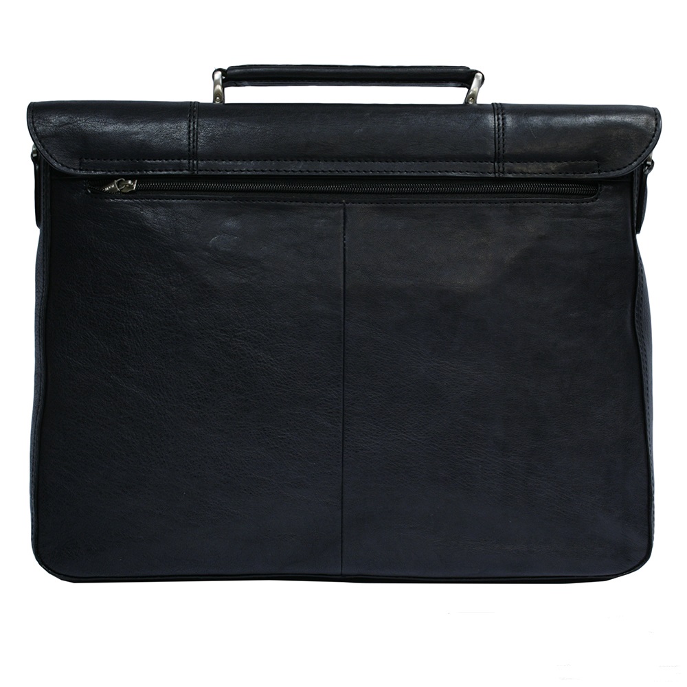 Чёрный портфель кожаный Varsavia 9943 nero