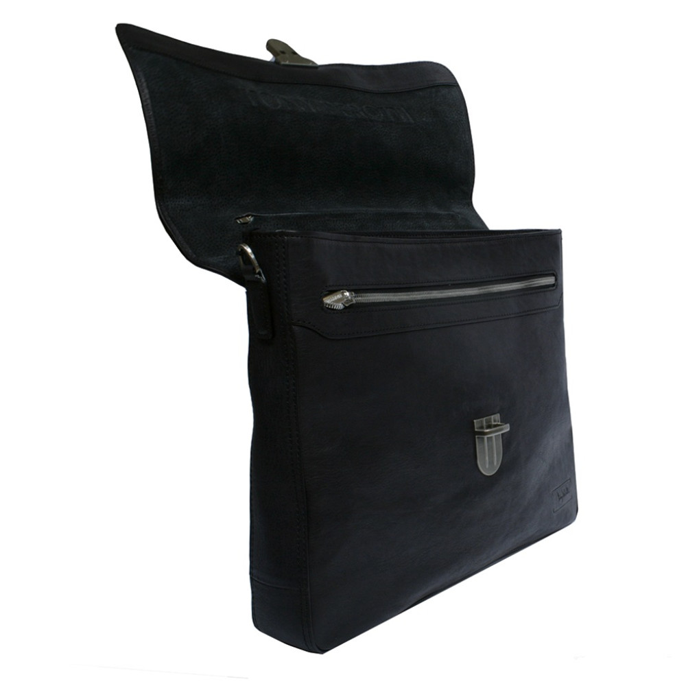 Чёрный портфель кожаный Varsavia 9943 nero