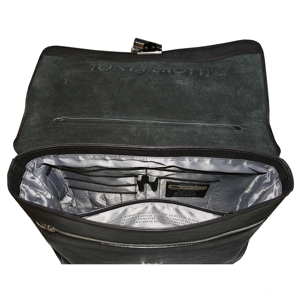 Чёрный портфель кожаный Varsavia 9943 nero