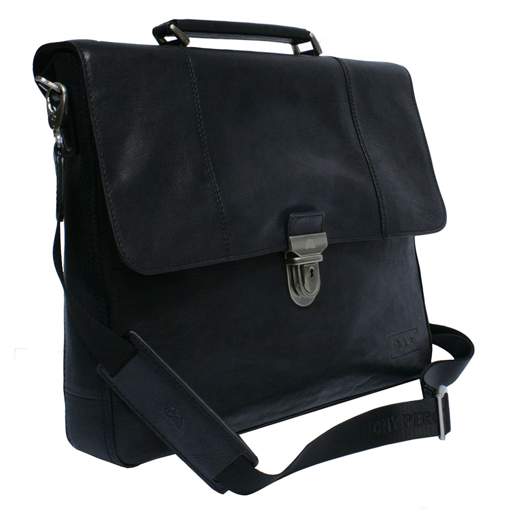 Чёрный портфель кожаный Varsavia 9943 nero