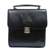 Чёрная кожаная барсетка Tony Perotti Italico 8266 nero