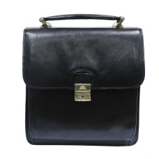 Чёрная кожаная барсетка Tony Perotti Italico 8266 nero