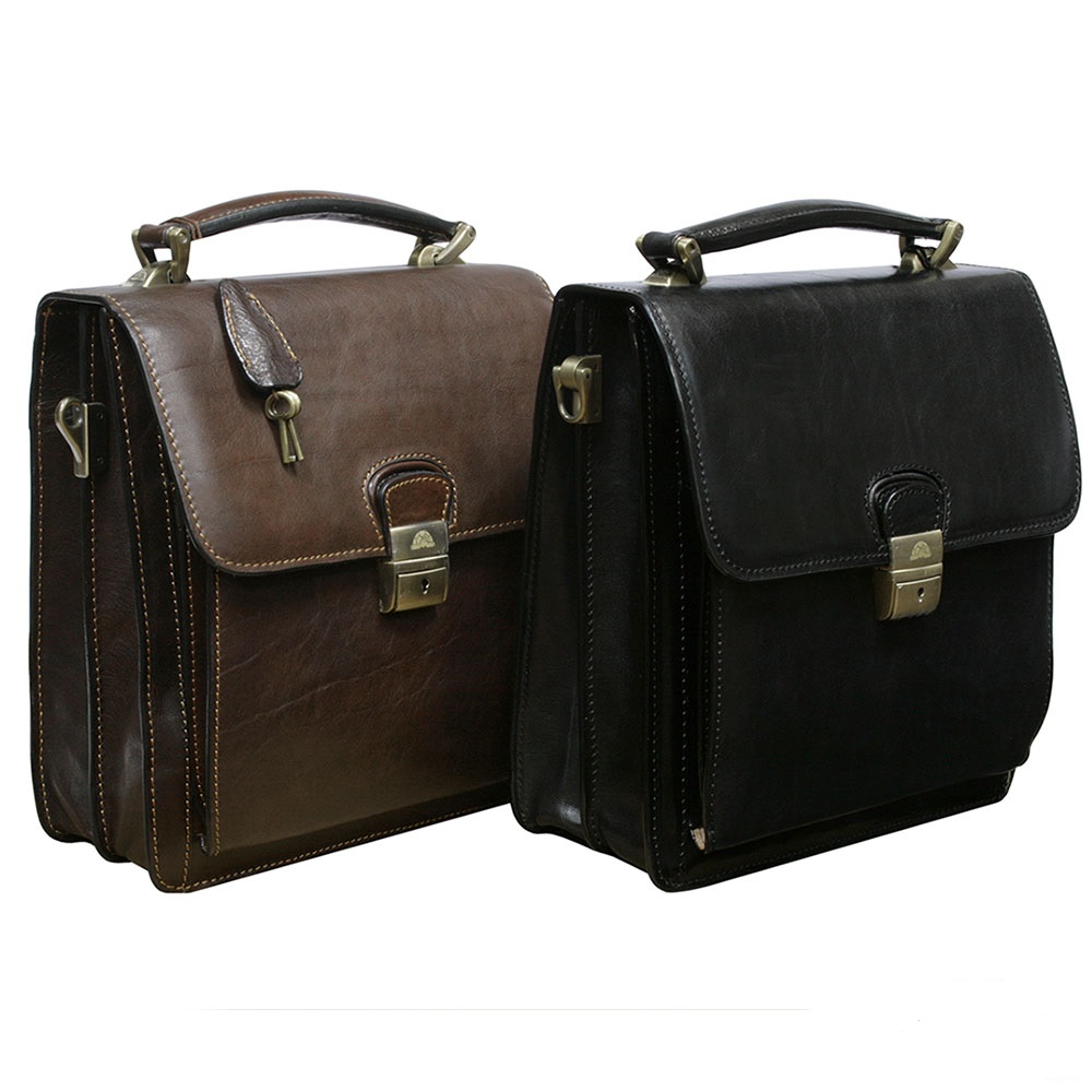 Чёрная кожаная барсетка Tony Perotti Italico 8266 nero