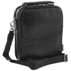 Чёрная кожаная сумка формата А4 TONY PEROTTI Vernazza 6023-19 nero