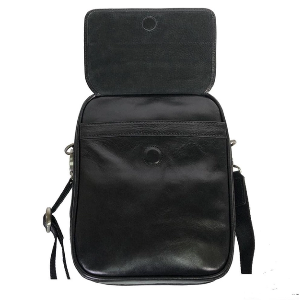 Чёрная кожаная сумка формата А4 TONY PEROTTI Vernazza 6023-19 nero