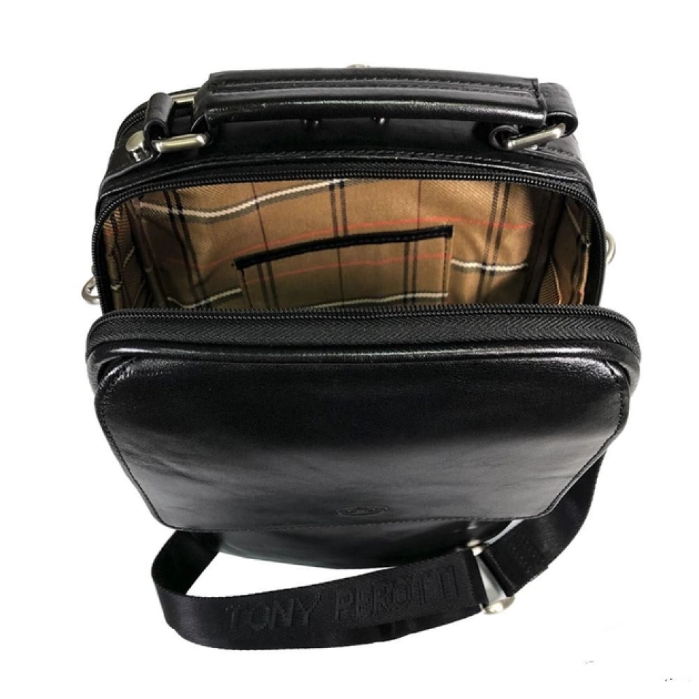Чёрная кожаная сумка формата А4 TONY PEROTTI Vernazza 6023-19 nero