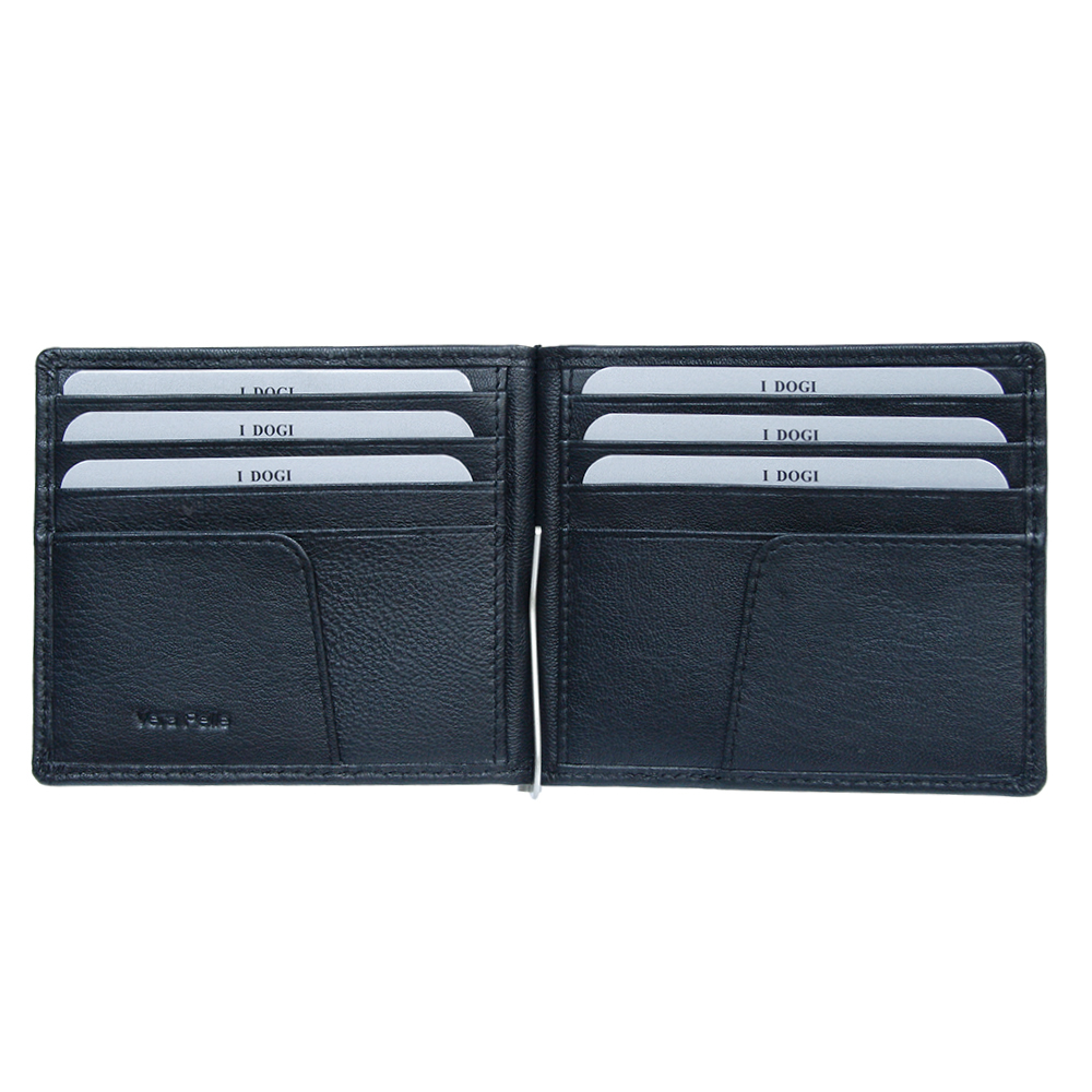 Чёрный кожаный зажим для денег Cortina 5000 nero