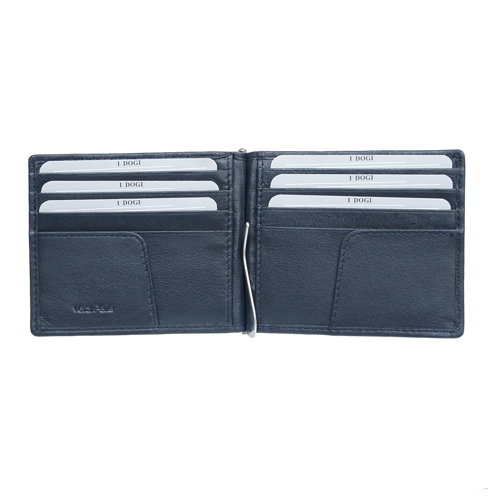 Синий кожаный зажим для денег Tony Perotti Cortina 5000 navy