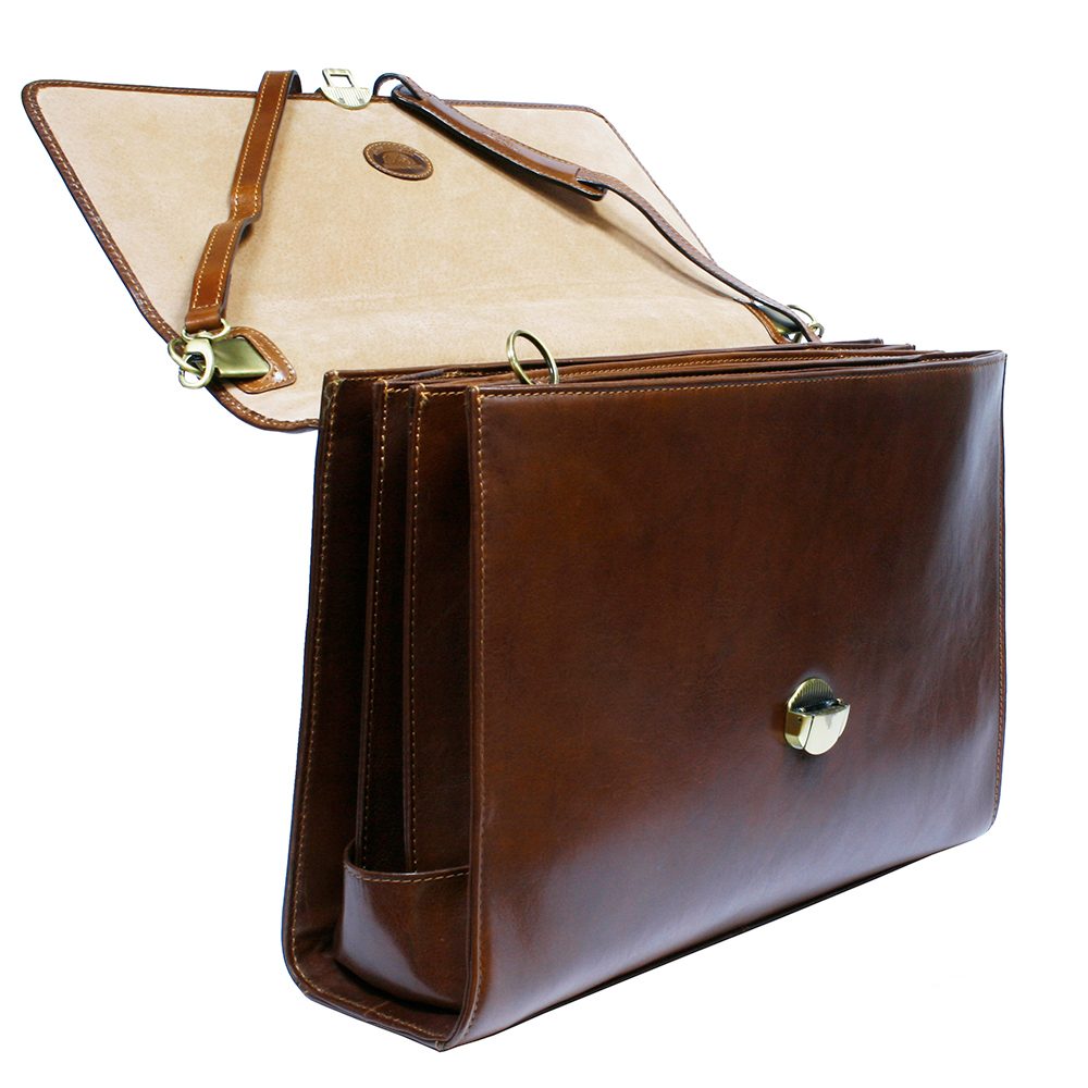 Класичний шкіряний портфель Tony Perotti Italico 7010 cognac