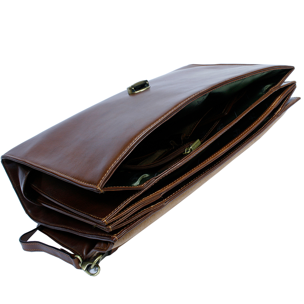 Класичний шкіряний портфель Tony Perotti Italico 7010 cognac