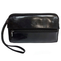 Чёрная кожаная итальянская барсетка Tony Perotti Italico 9405 nero