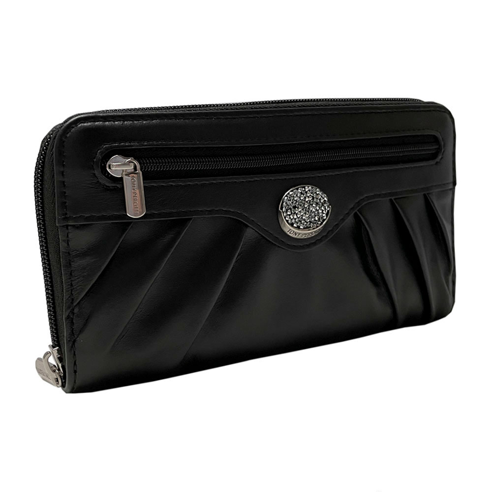 Жіночий шкіряний гаманець чорний Tony Perotti Swarovski 3160 nero