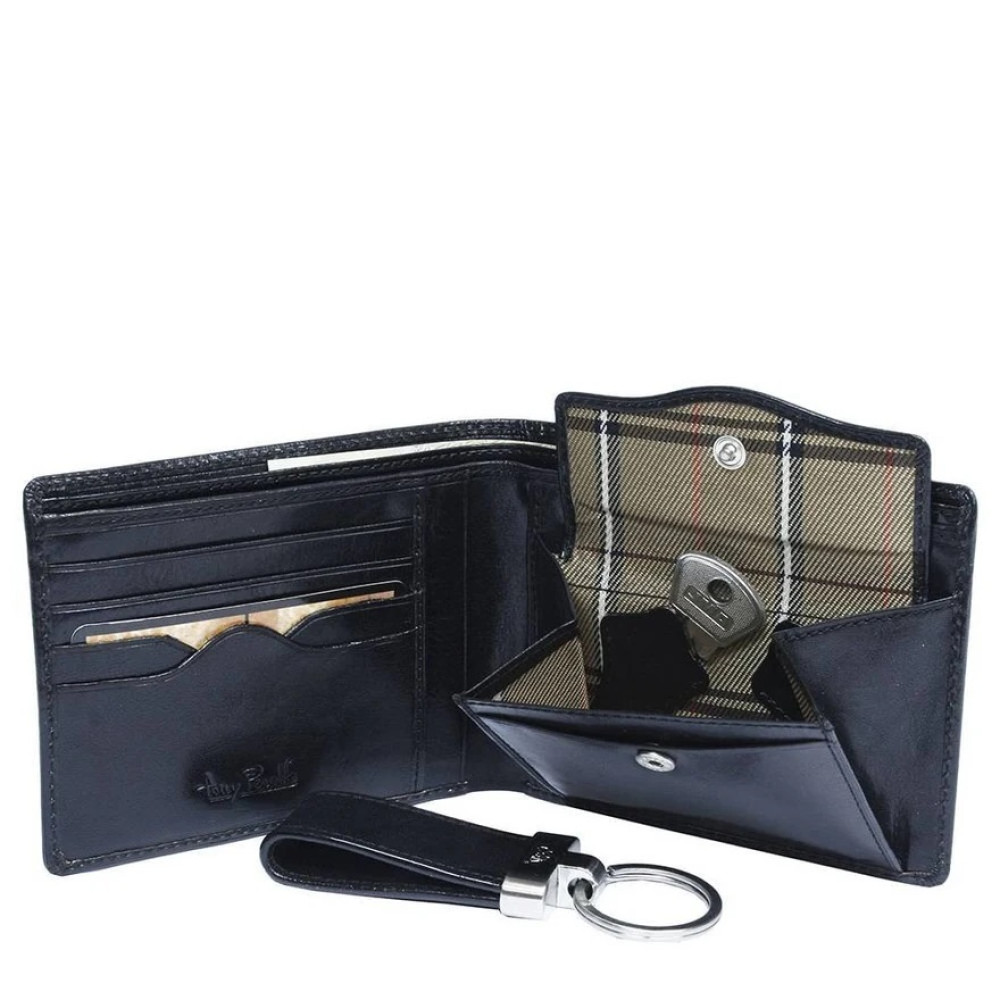 Кожаный подарочный набор из кошелька и брелка Tony Perotti Italico 534+KR133 nero