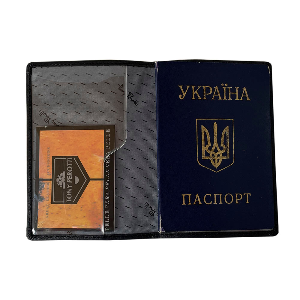 Кожаная обложка для паспорта Tony Perotti Contatto 2241 Nero черная