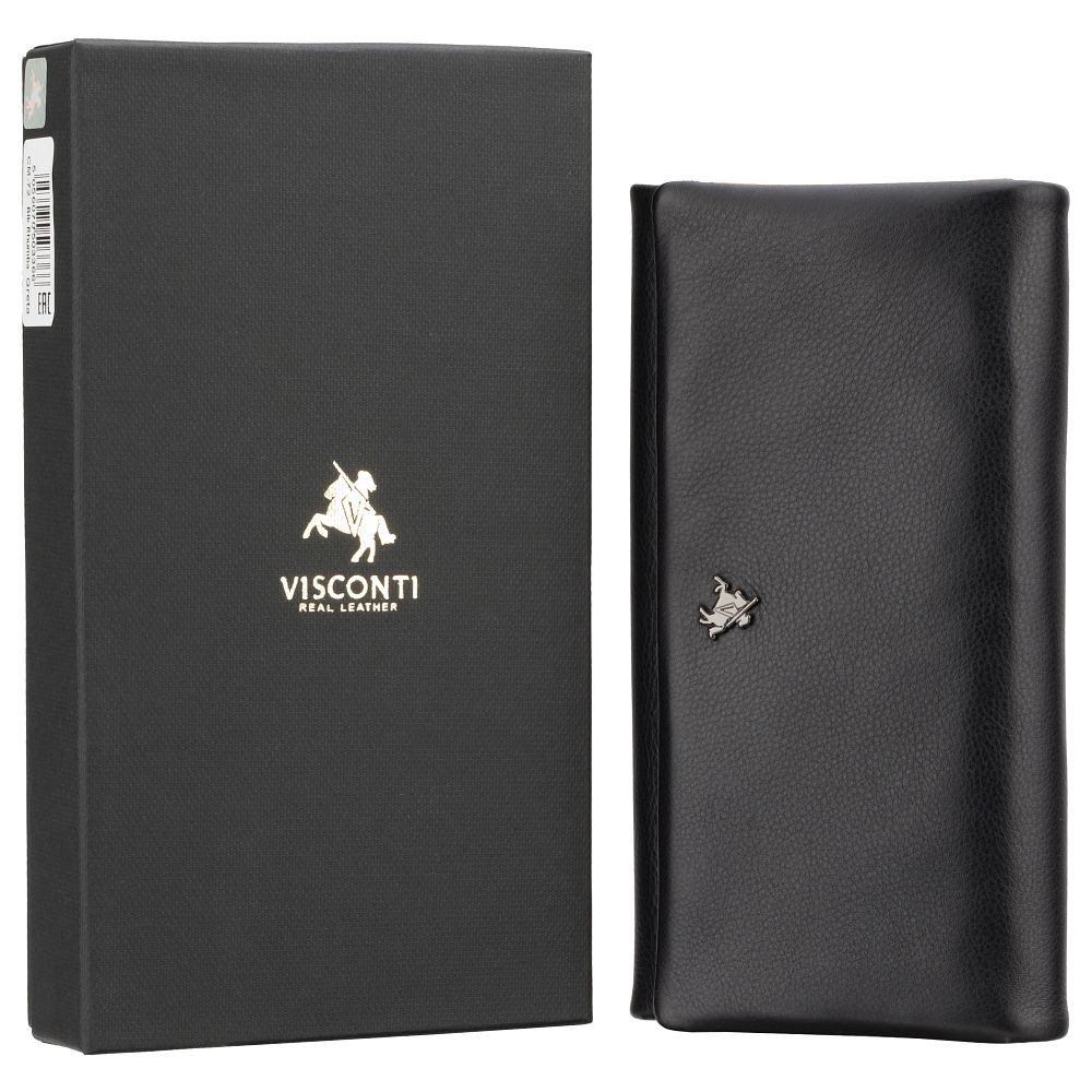 Женский кожаный кошелёк чёрного цвета Visconti CM72 BLK/RHUMBA