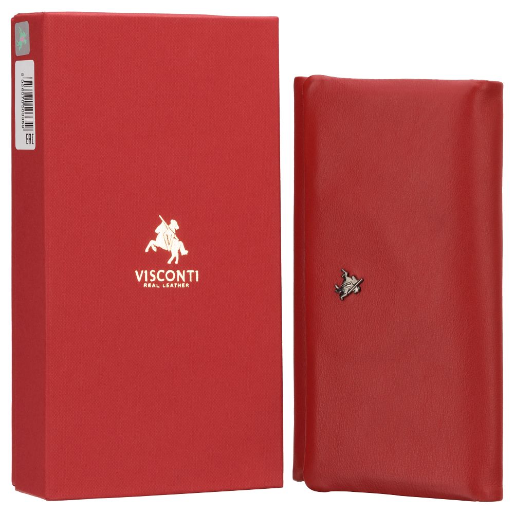 Женский кожаный кошелёк красного цвета Visconti CM72 RED/RHUMBA