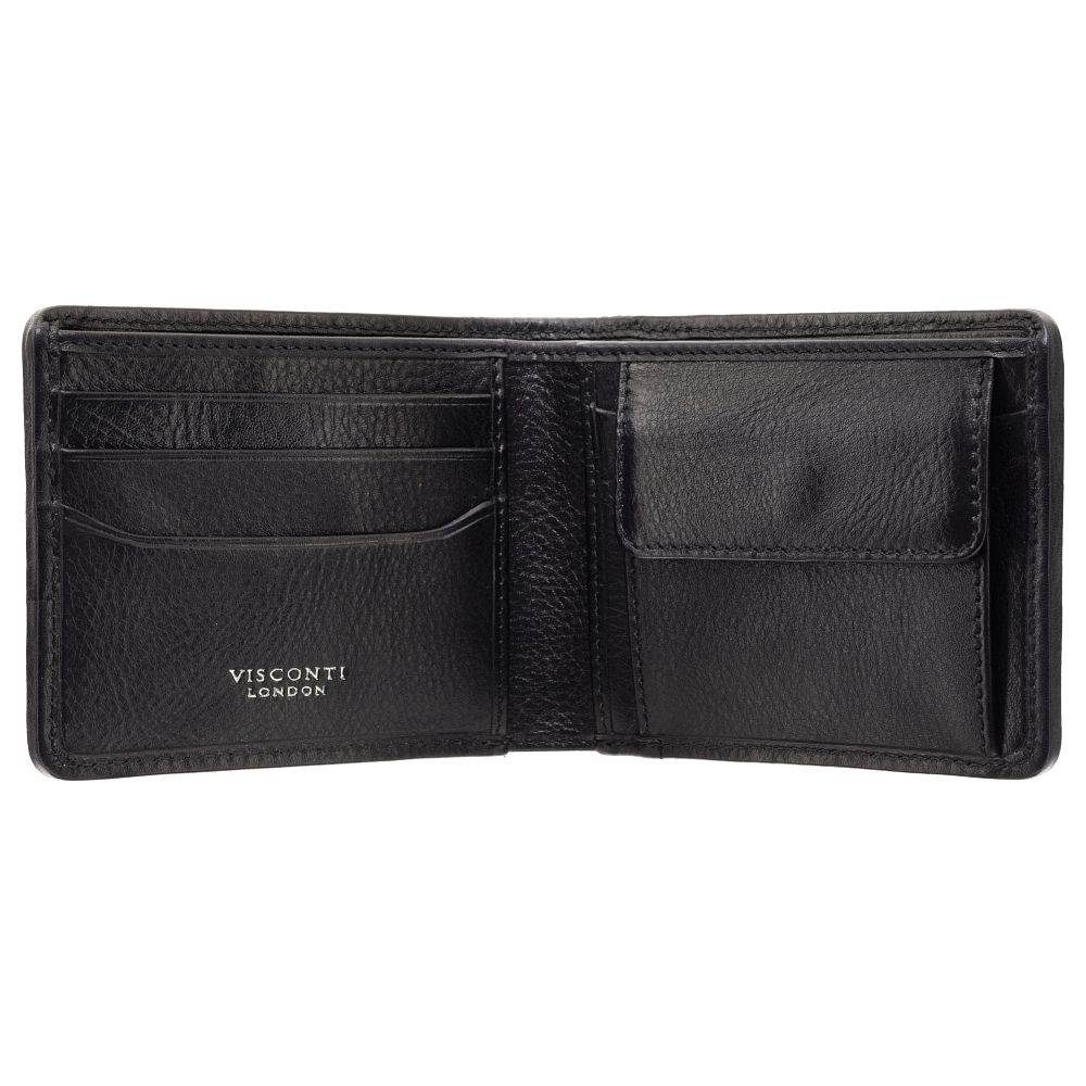 Мужской кошелёк из плетёной кожи Visconti PT107 BLK Sergio