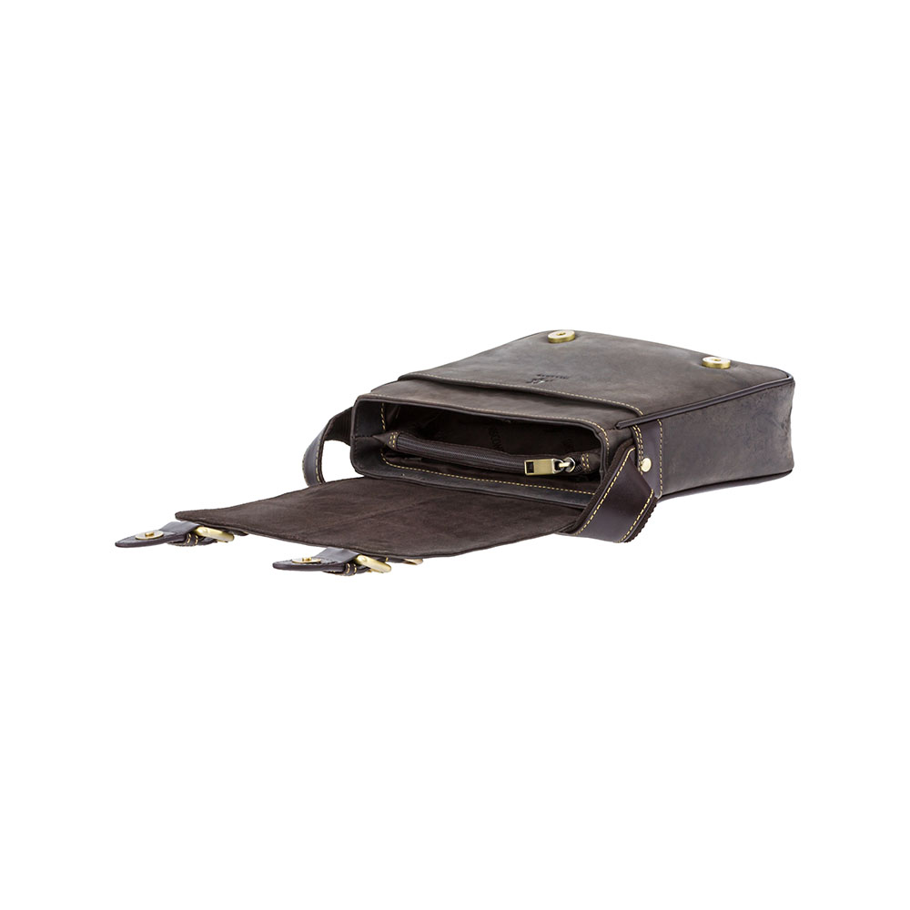 Тёмно-коричневая сумка через плечо из кожи Visconti 16012 OIL BRN Rumba